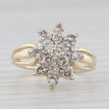 0.45ctw Diamond Cluster Ring 10k Yellow Gold Size 3.75 Engagement