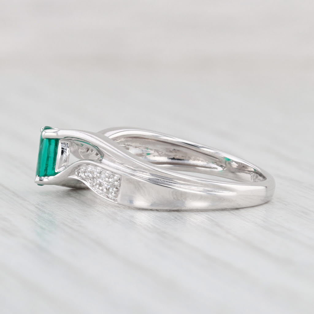 Light Gray 0.56ctw Lab Created Emerald Diamond Ring 10k White Gold Size 6.75 Engagement