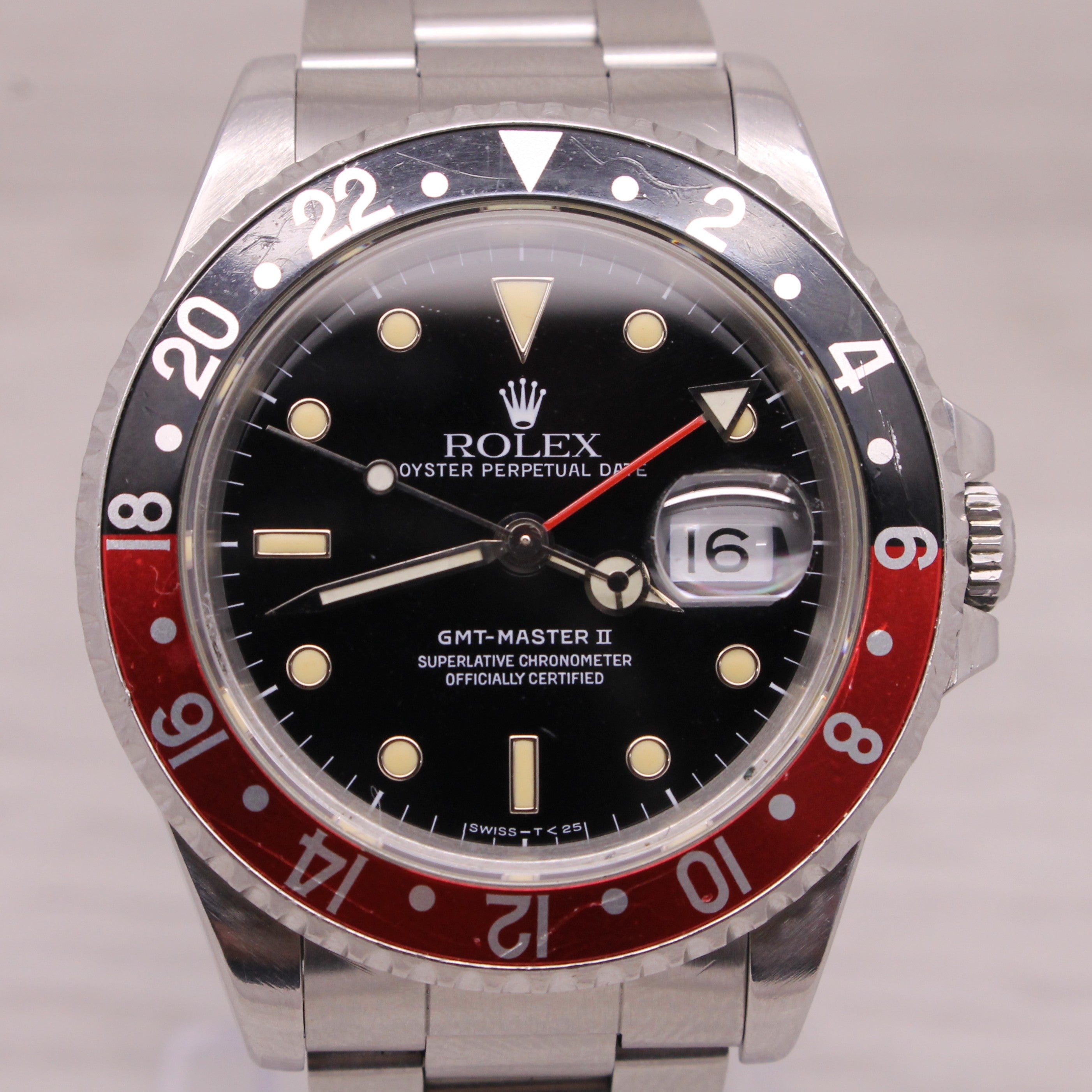 Gray Vintage 1991 Rolex GMT Master II 16710 Mens 40mm Watch Coke N = Serviced =