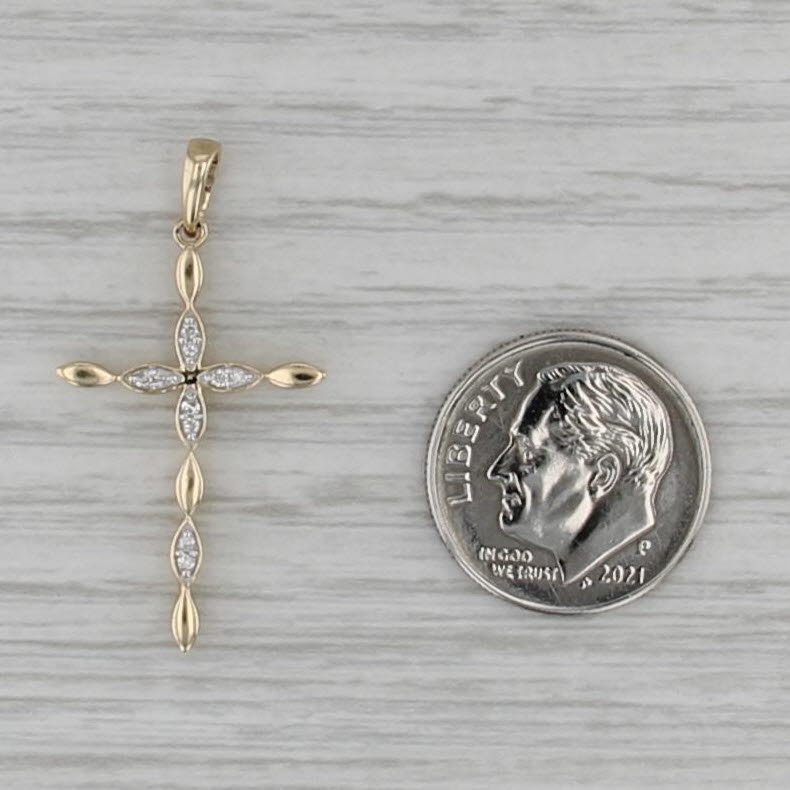 Diamond Accented Cross Pendant 10k Yellow Gold