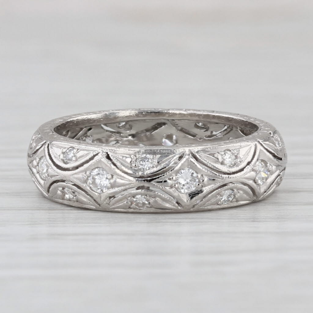 Vintage Diamond Wedding Anniversary Band Platinum Size 6.25 Stackable Ring