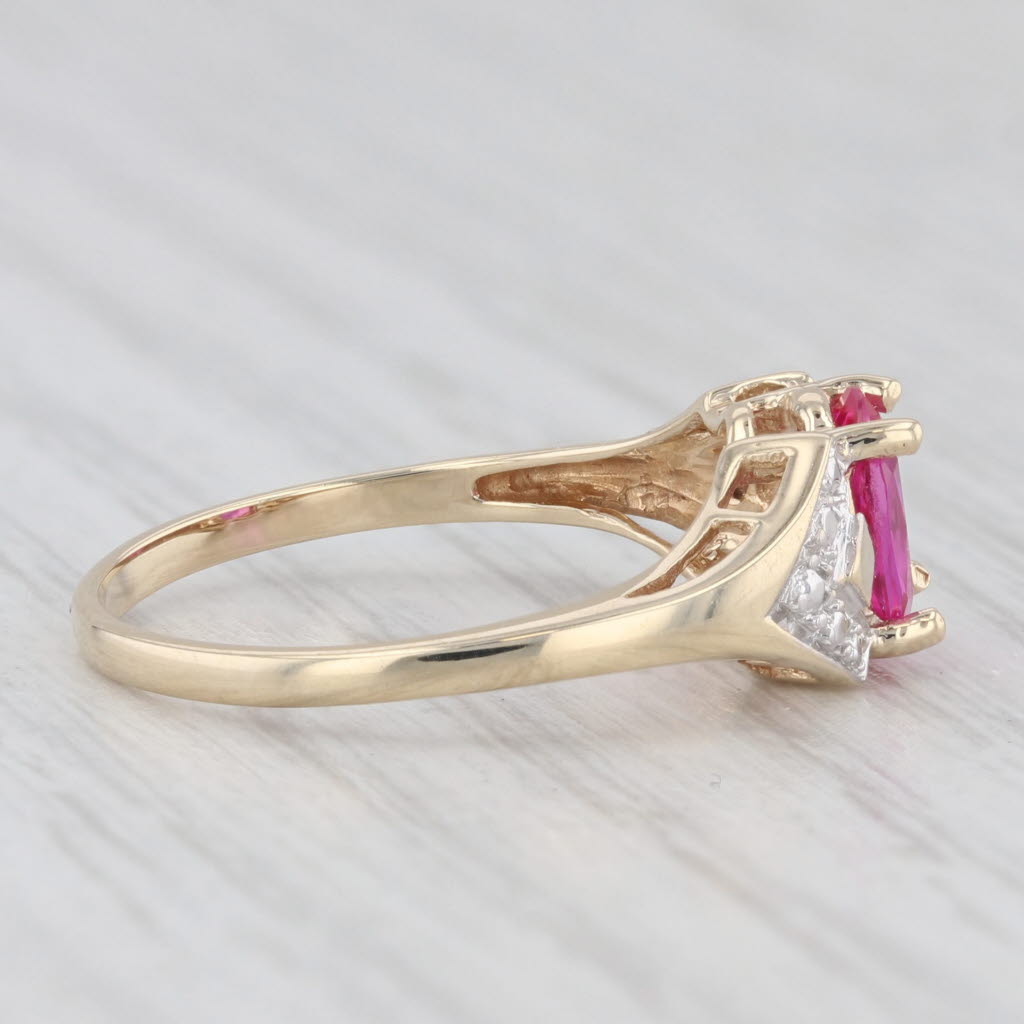 Light Gray 0.90ct Lab Created Pink Sapphire Ring 10k Yellow Gold Size 6