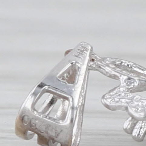 Small Flower Dangle Pendant 18k White Gold 3D Detailing