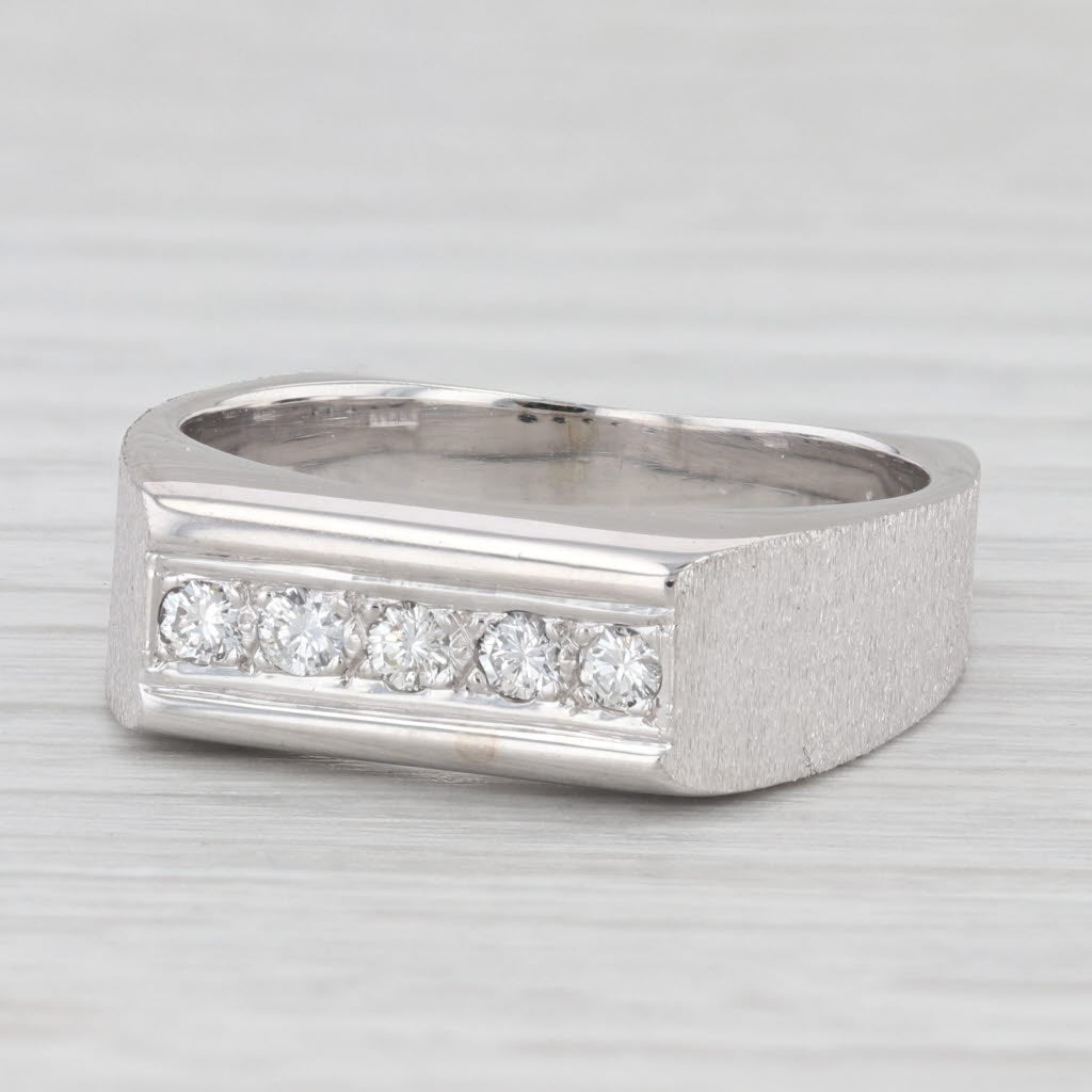 Light Gray 0.23ctw Diamond Men's Wedding Band 14K White Gold Size 10.5 Ring