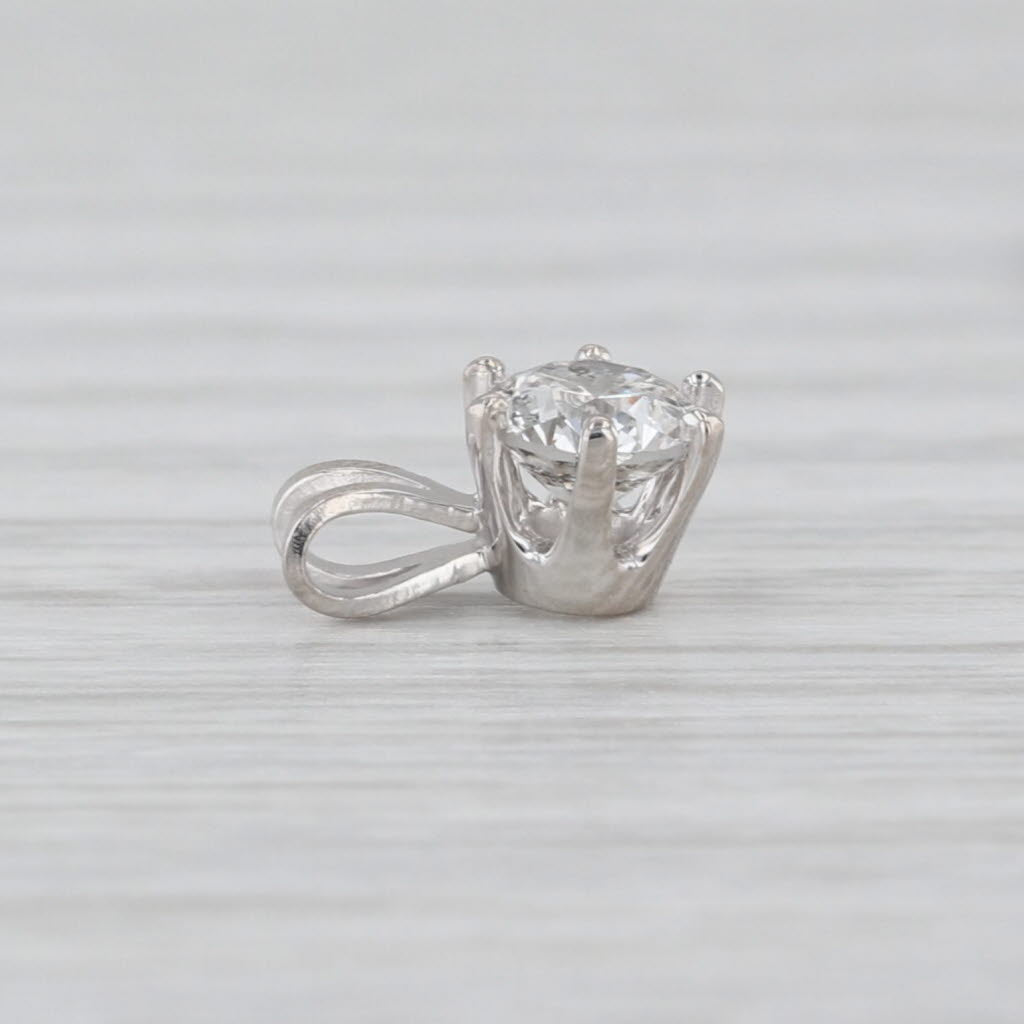 New 0.49ct Diamond Solitaire Pendant 14k White Gold 6 Prong Small Round Drop