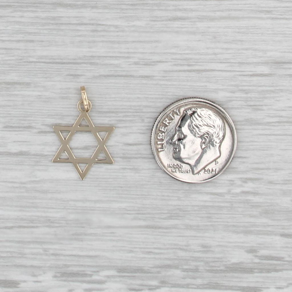 Hebrew Star of David Pendant 14k Yellow Gold Judaica Charm Small Light Weight