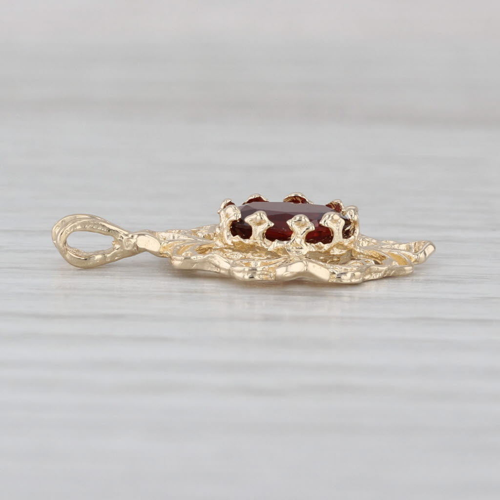 1.20ctw Garnet Pendant 14k Yellow Gold Ornate Drop