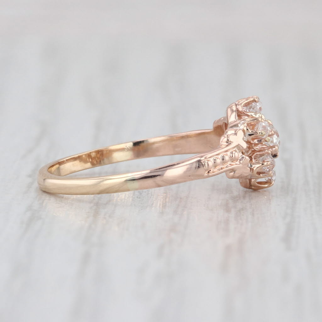 Antique Diamond Flower Ring 10k Rose Yellow Gold Size 7.25 Engagement Cluster