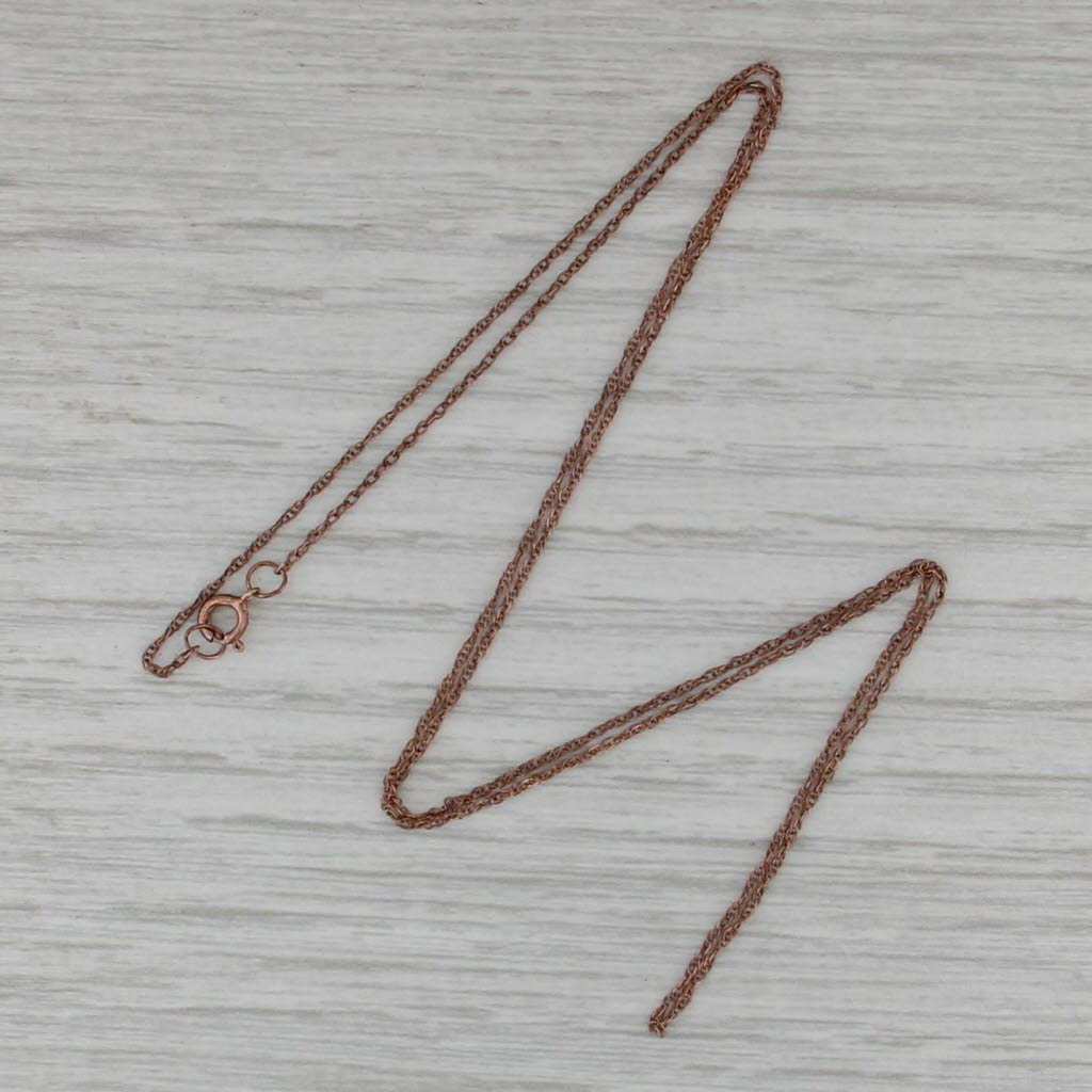 18" 18k Rose Gold Necklace 0.8mm Fine Rope Chain