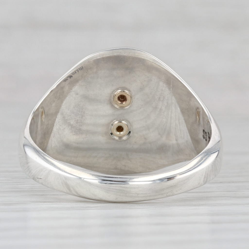 Gray Eureka Coin Signet Ring Sterling Silver 14k Gold Size 12 Men's