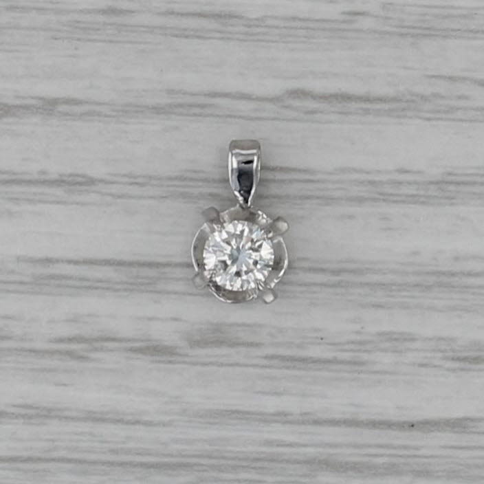 0.49ct Diamond Solitaire Pendant 14k White Gold Small Drop