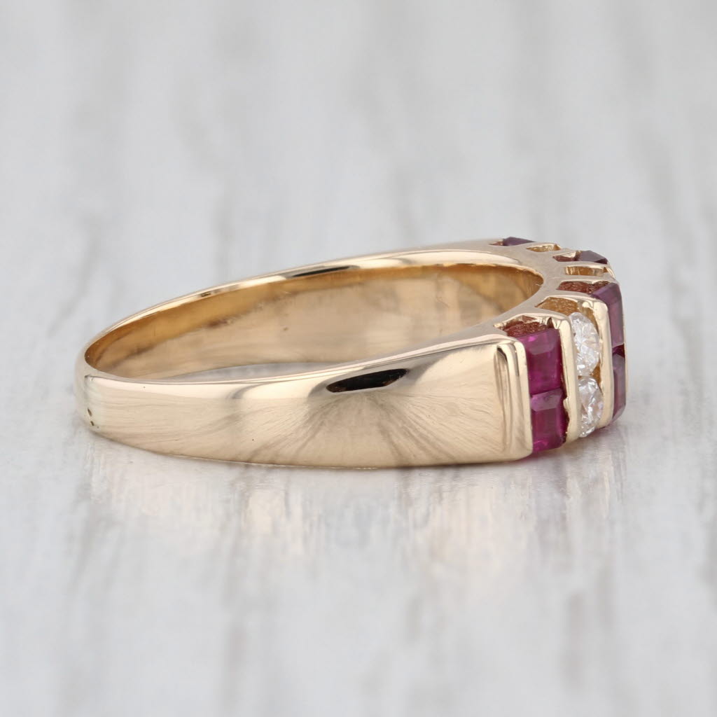 1.30ctw Ruby Diamond Ring 14k Yellow Gold Size 6.75 Stackable Wedding Band