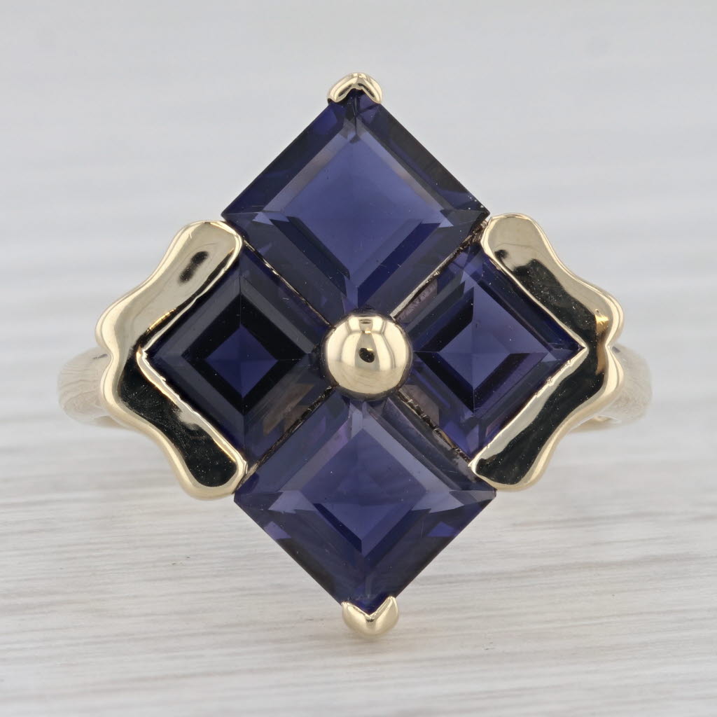 Light Gray 6.48ctw Purple Iolite Cocktail Ring 14k Yellow Gold Size 10.25