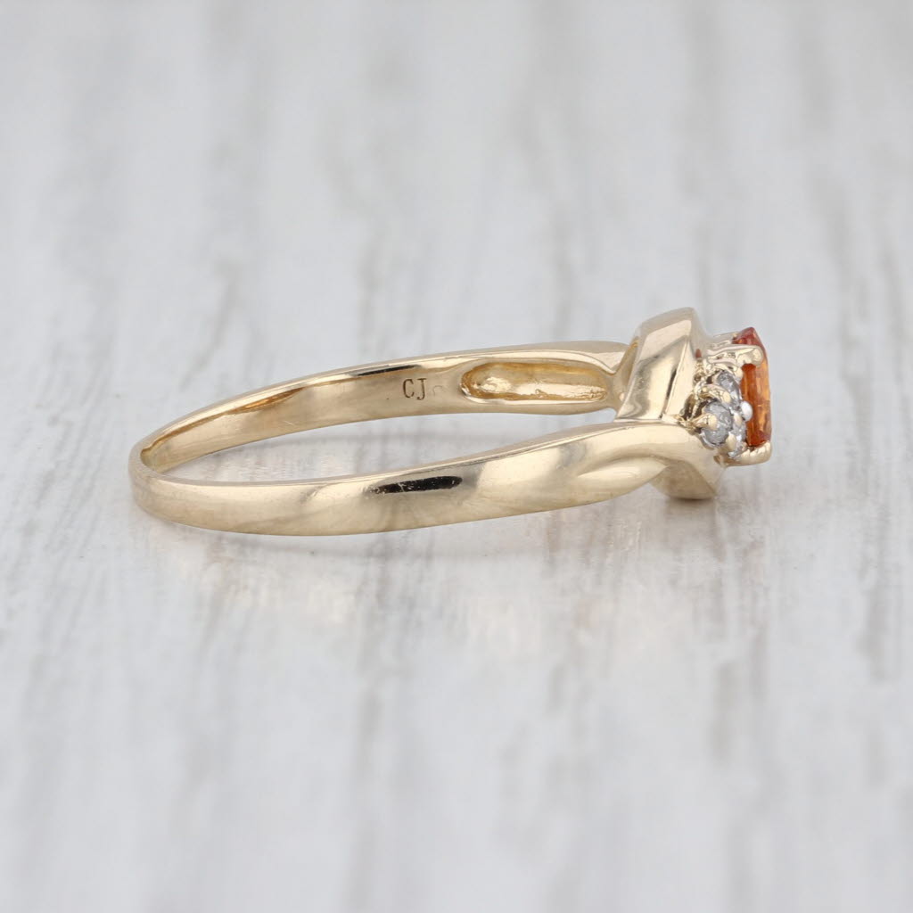 0.47ctw Oval Mandarin Orange Citrine Diamond Ring 14k Yellow Gold Size 8