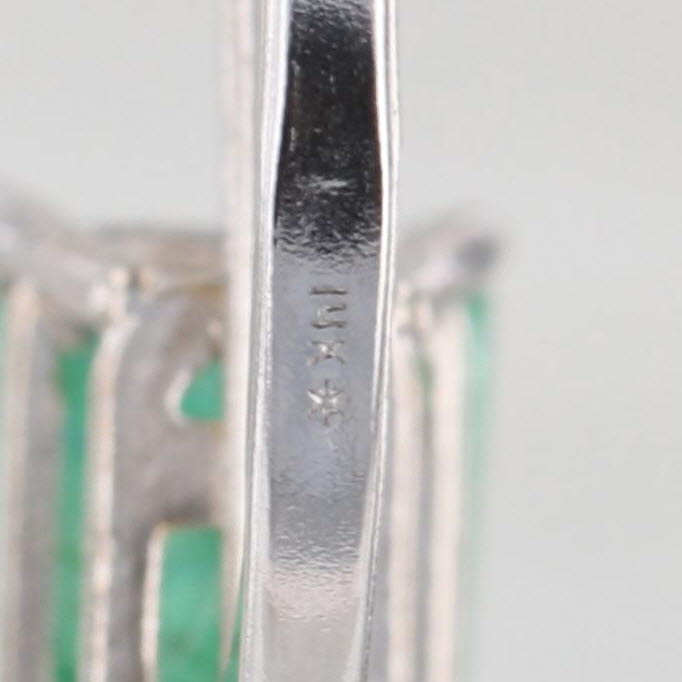 2ctw Emerald Cut Emerald Drop Earrings 14k White Gold Lever Backs