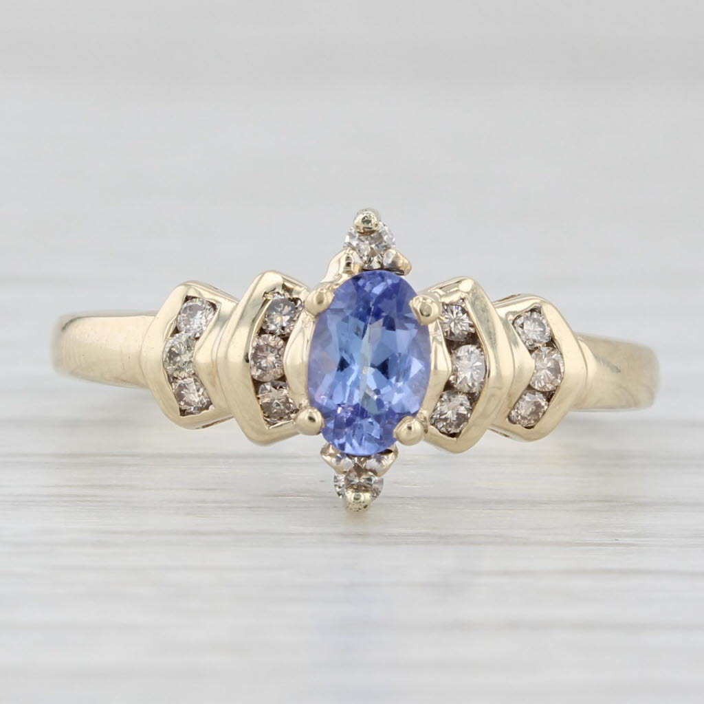 Light Gray 0.57ctw Tanzanite Diamond Ring 10k Yellow Gold Size 6.25