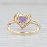 Light Gray 0.65ct Amethyst Heart Ring 10k Yellow Gold Diamond Accents Size 6.25