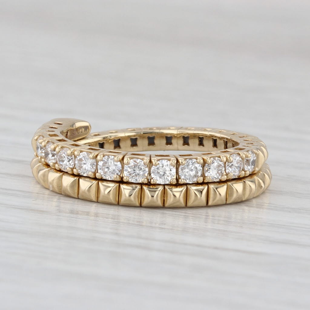0.50ctw Diamond Wrap Coiled Band Bypass Ring 14k Gold Flexible Size Stackable
