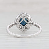 Light Gray New Beverley K 0.95ctw Sapphire Diamond Halo Ring 14k Gold Engagement Size 7.25