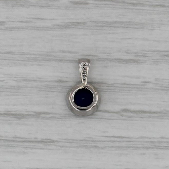 0.59ctw Blue Sapphire Diamond Halo Pendant 14k White Gold Small Drop