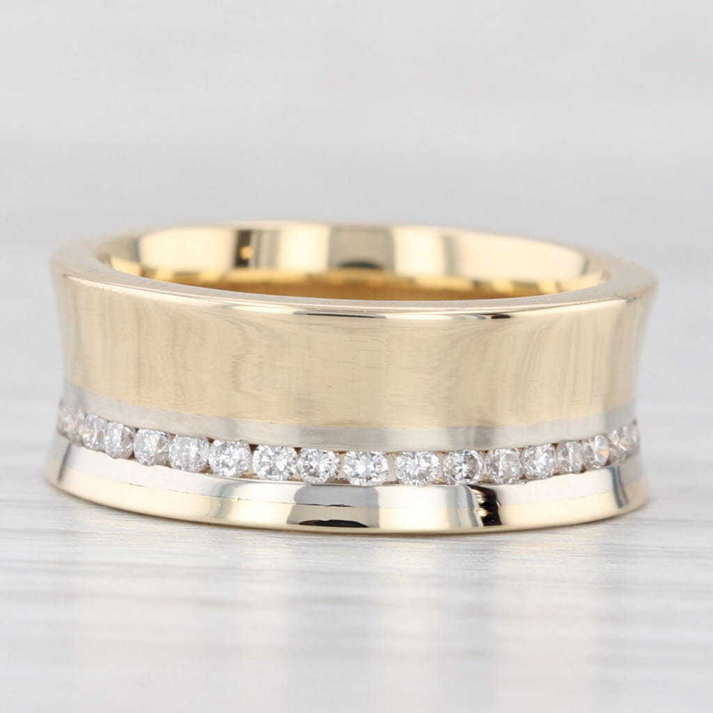 Light Gray 0.50ctw Diamond Contoured Eternity Ring 14k Yellow Gold Size 7 Wide Band