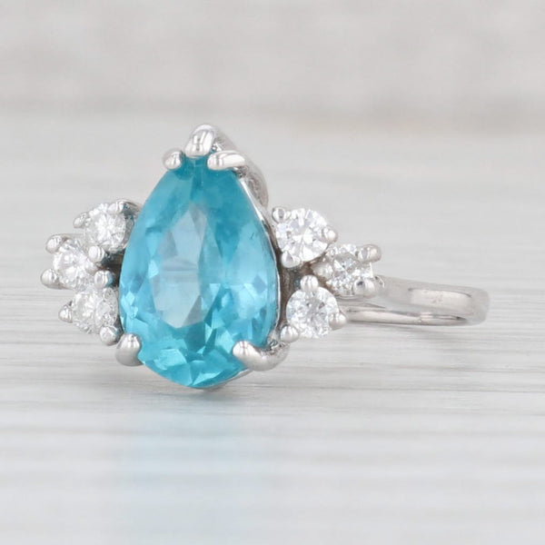 Light Gray 3.56ctw Blue Lab Created Sapphire Diamond Ring 14k White Gold Size 6
