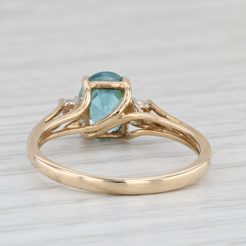 Light Gray 2.05ct Oval Blue Zircon Diamond Ring 10k Yellow Gold Size 7.25