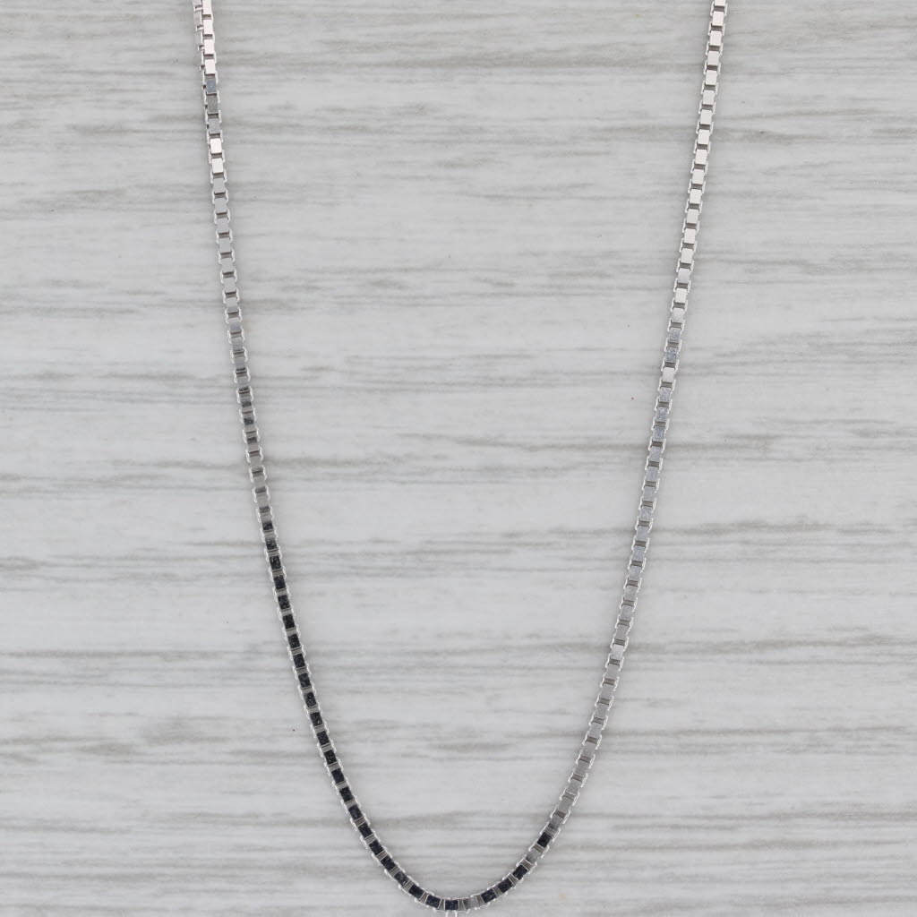 Gray New Box Chain Necklace 14k White Gold 18" 1.1mm