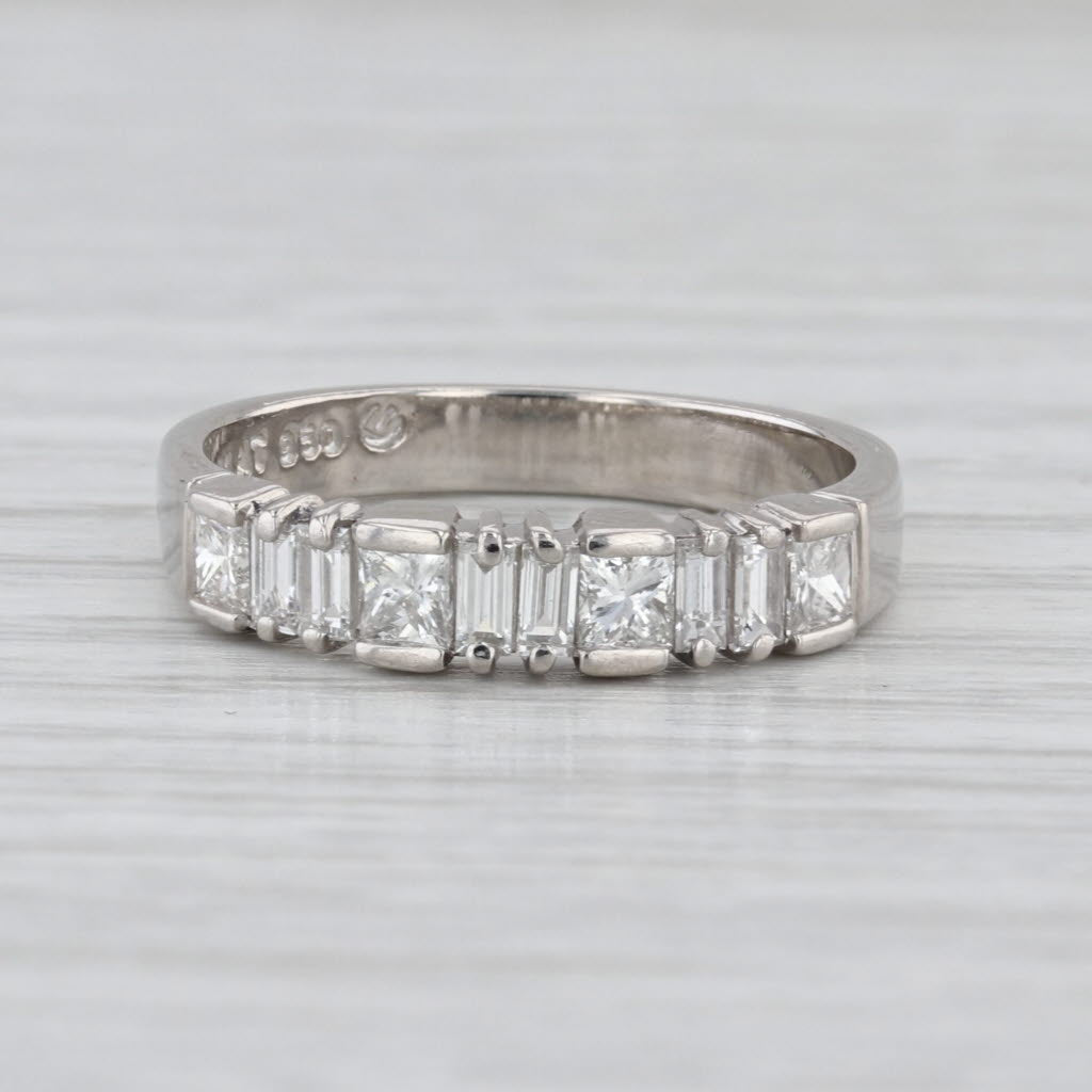 0.88ctw Diamond Platinum Wedding Band 950 Stackable Anniversary Ring