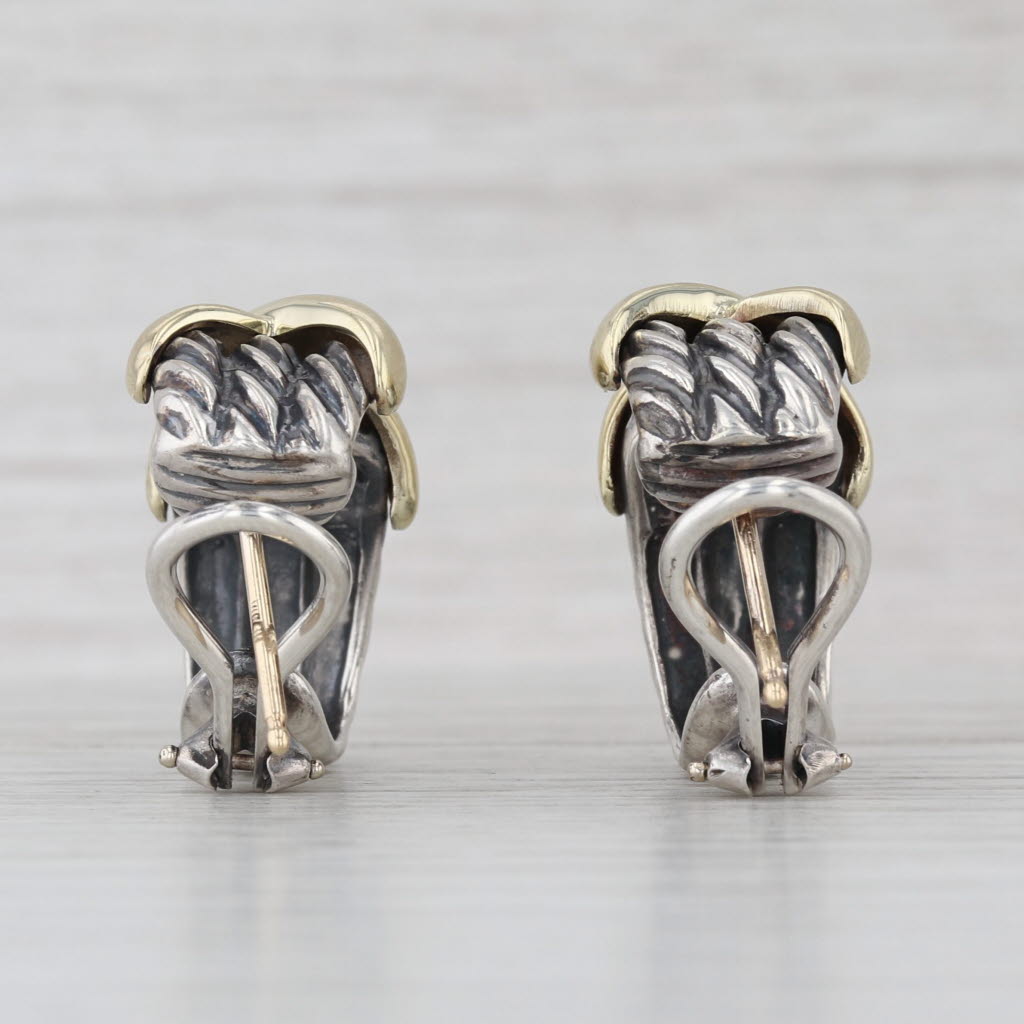 David Yurman Cable Crossover J-Hook Earrings Sterling Silver 14k Gold Drops
