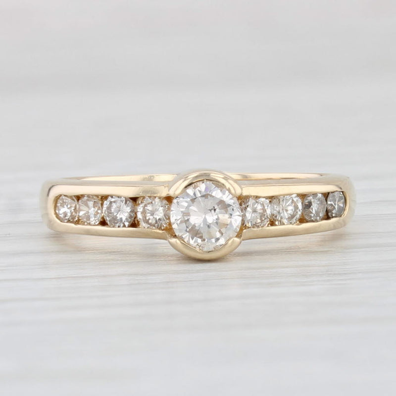 Light Gray 0.59ctw Round Diamond Engagement Ring 14k Yellow Gold Size 6.5