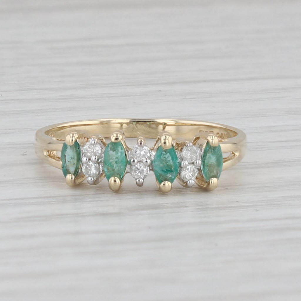 Light Gray 0.24ctw Emerald Diamond Ring 14k Yellow Gold Size 6.25 Stackable Wedding Band