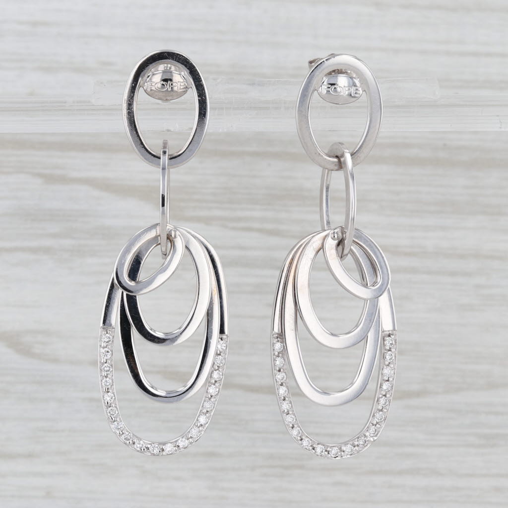 Fope 0.26ctw Diamond Layered Ovals Dangle Earrings 18k White Gold Drops