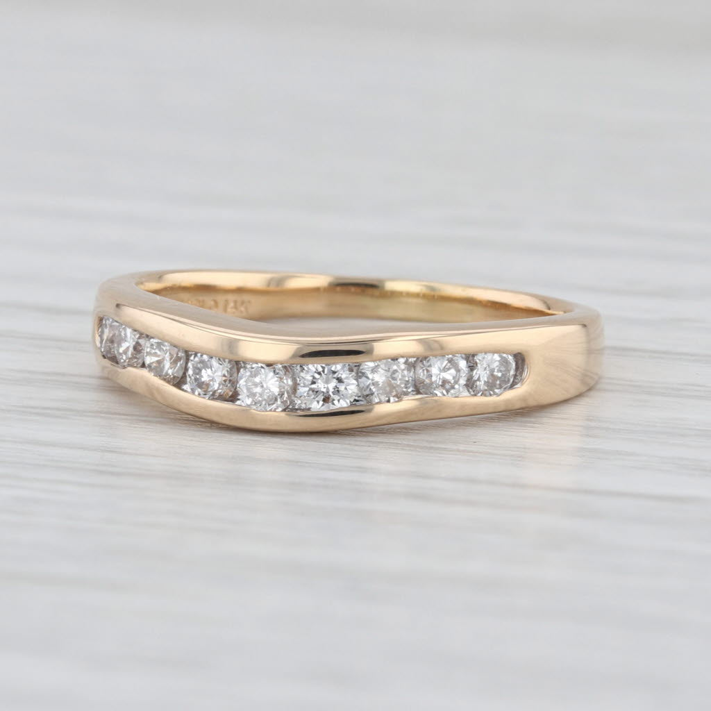 0.45ctw Curved Diamond Wedding Band 14k Gold Size 8.5 Anniversary Stackable