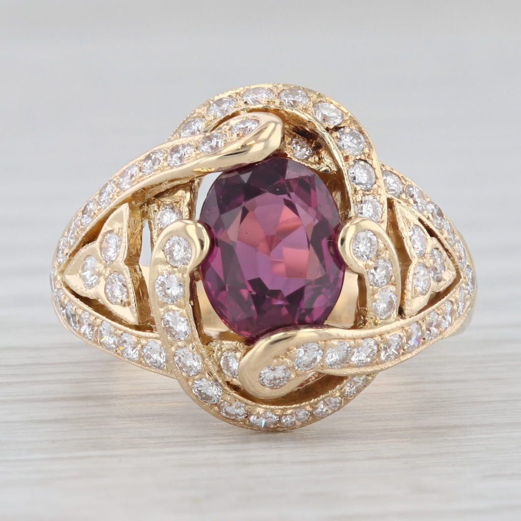 Light Gray 3.18ctw Ruby Diamond Ring 18k Yellow Gold Size 6.5 Cocktail GIA