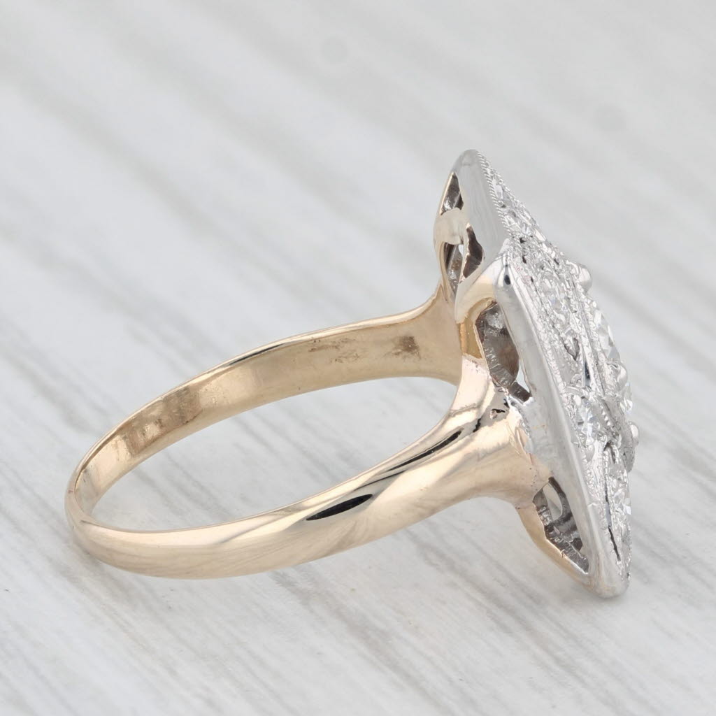 Light Gray Antique 0.69ctw Diamond Engagement Ring 10k Yellow 18k White Gold Size 4.25 GIA