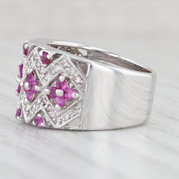 Light Gray 0.98ctw Pink Sapphire Diamond Cocktail Ring 14k White Gold Size 5 Band