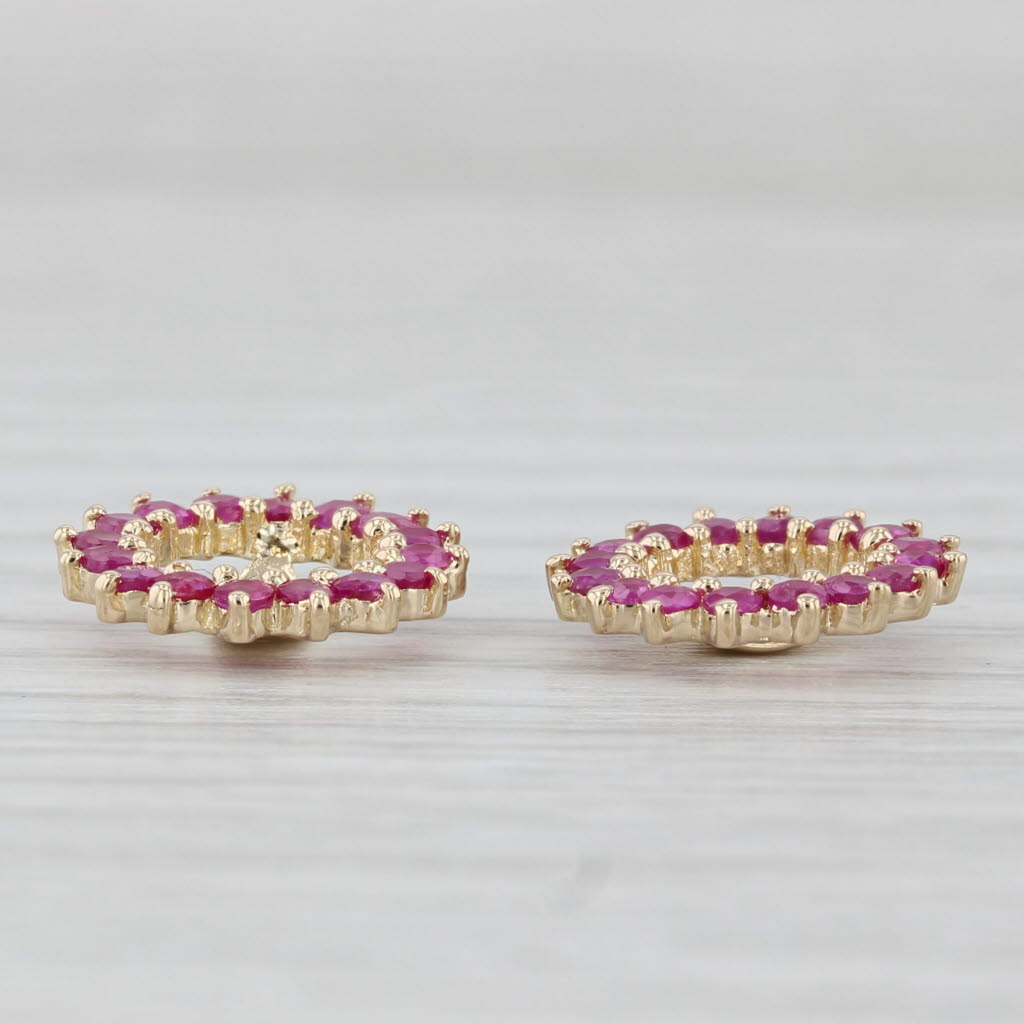 Light Gray 1ctw Ruby Halo Round Earring Enhancers Jackets for Stud Earrings 14k Yellow Gold