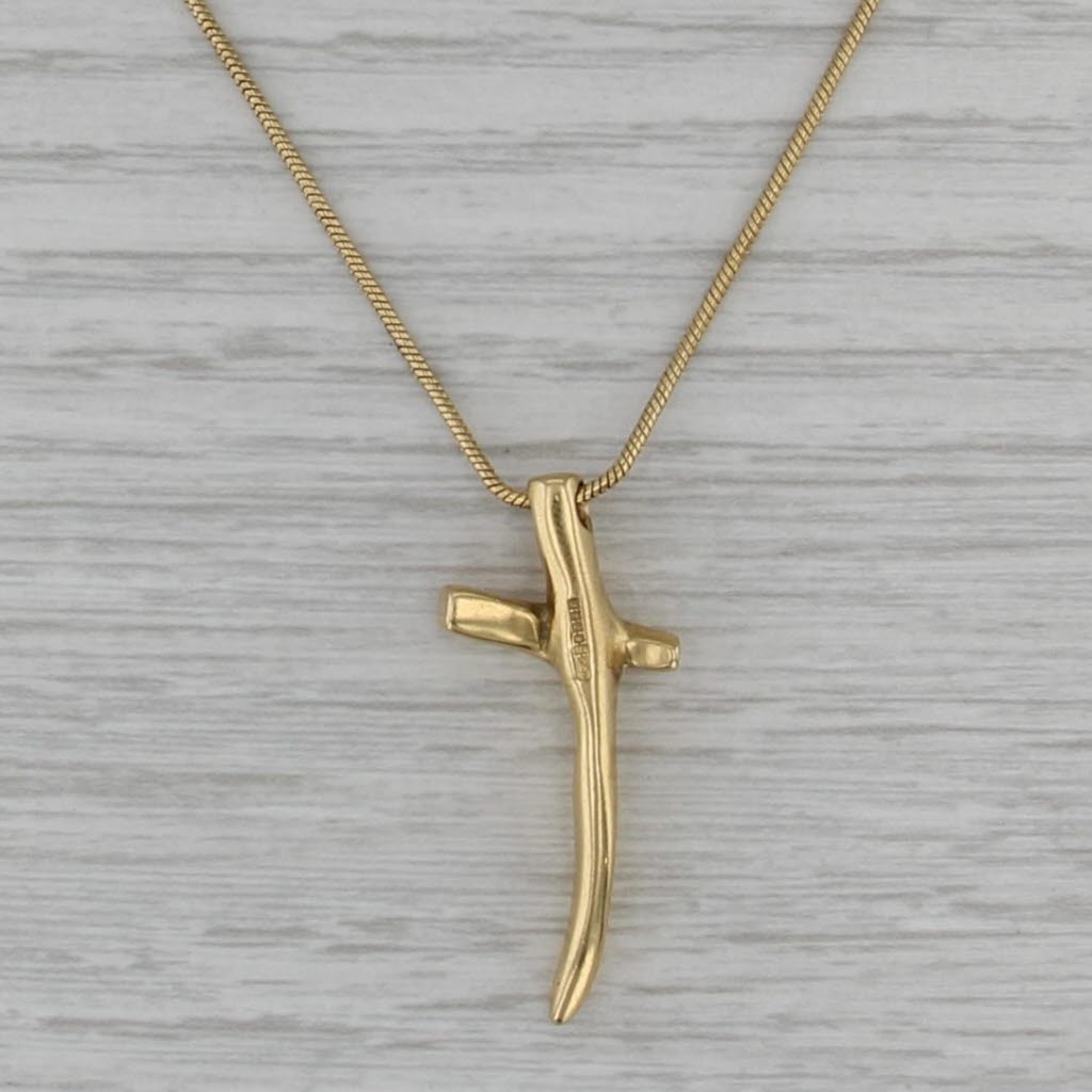 Abstract Cross Pendant Necklace Sterling Silver 17.5" Snake Chain John Rocha