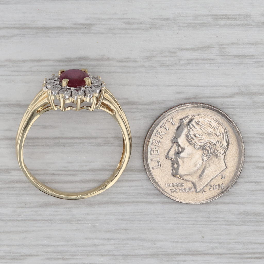 Gray 1.16ctw Ruby Diamond Halo Ring 14k Yellow Gold Size 7