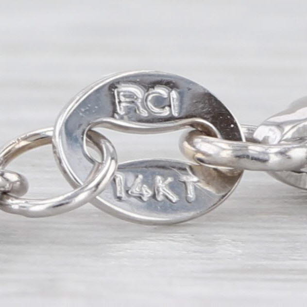 22" Adjustable Necklace 14k White Gold Cable Ball Slide