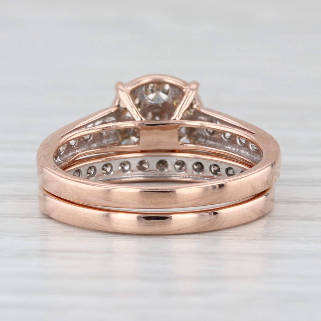 0.86ctw Champagne Diamond Engagement Ring Wedding Band Bridal Set 10k Rose Gold