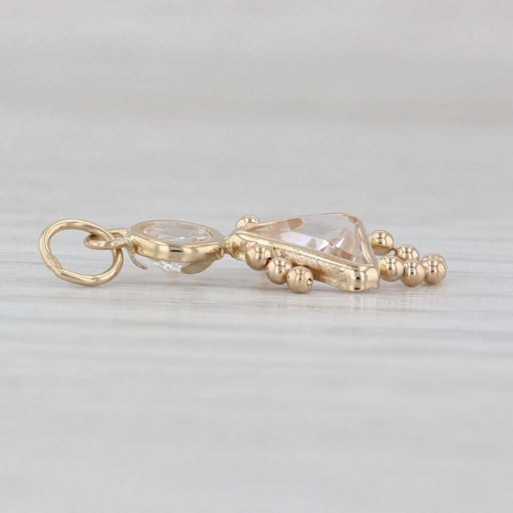 Cubic Zirconia Glass May Birthstone Girl Pendant 14k Yellow Gold Charm