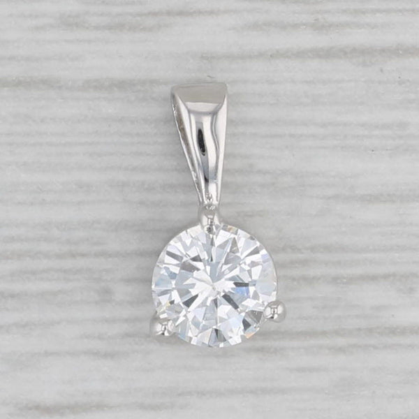 New Small 0.54ct Round Diamond Solitaire Pendant 18k White Gold GIA