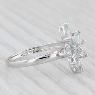 Light Gray 1.50ctw Aquamarine Flower Cluster Ring 10k White Gold Size 7.25