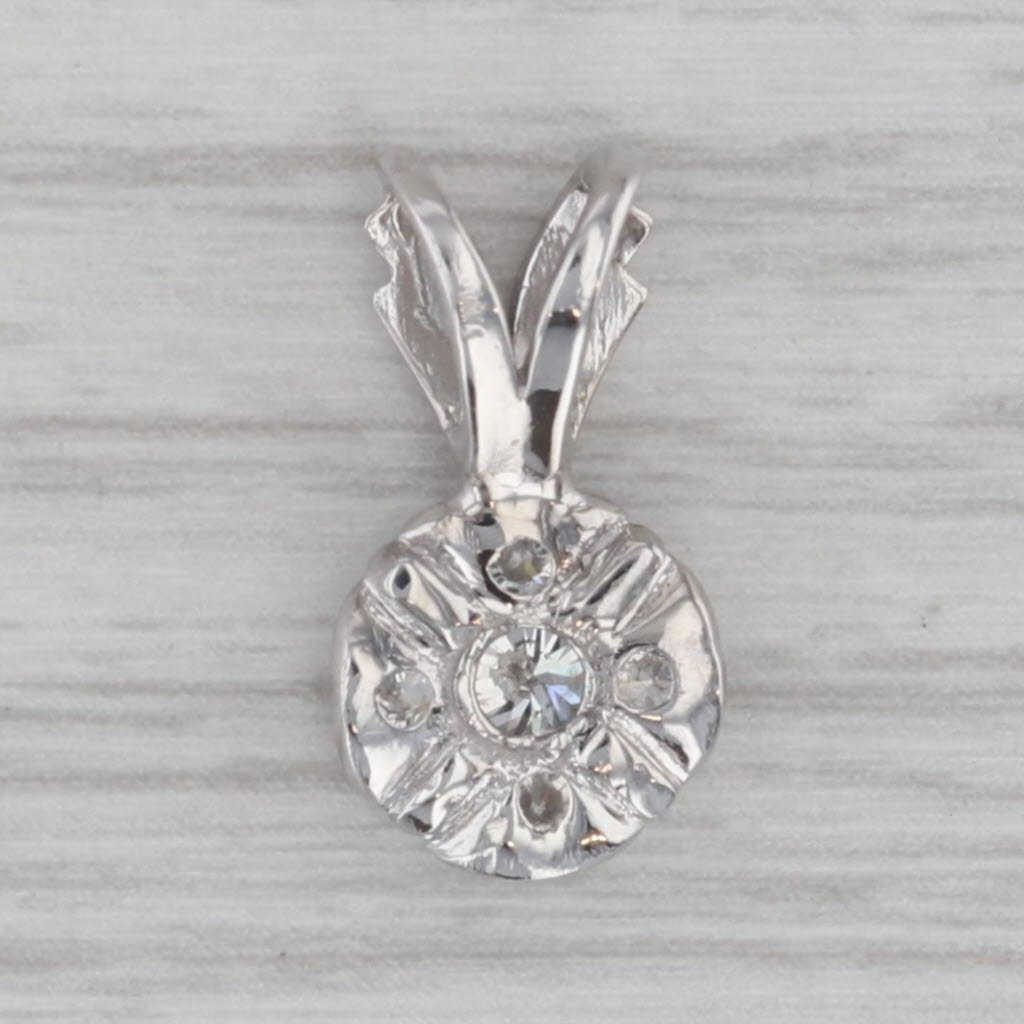 Gray 0.40ct Diamond Flower Pendant 14k White Gold Small Drop