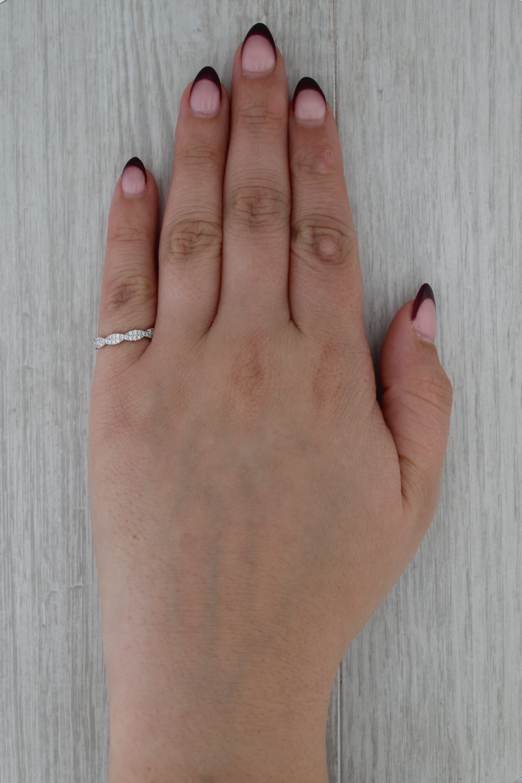 0.24ctw Woven Diamond Stackable Ring 18k White Gold Wedding Band Size 5 Bridal