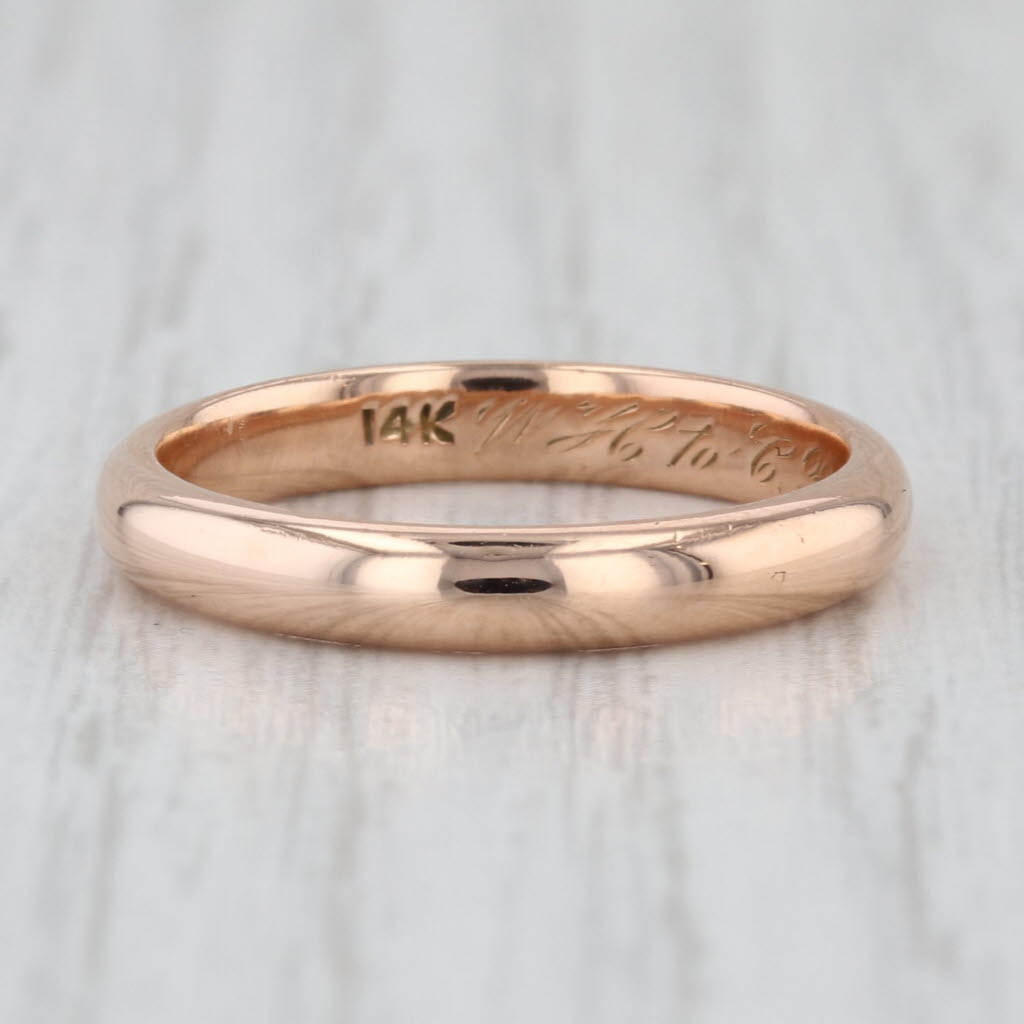 Antique 14k Rose Gold Wedding Band Engraved 1918 Stackable Size 7.5 Ring