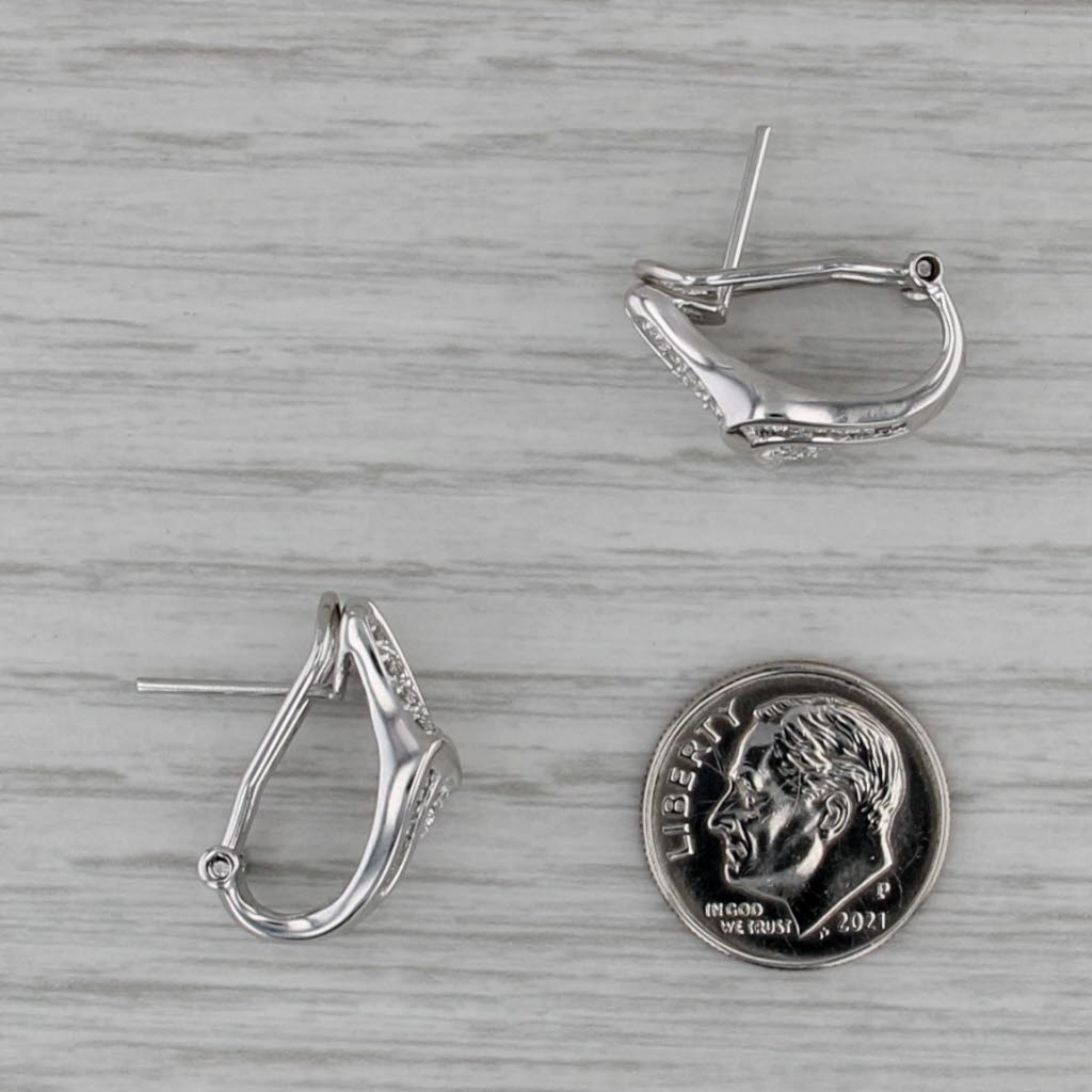 0.62ctw Diamond Drop Earrings 14k White Gold Omega Backs