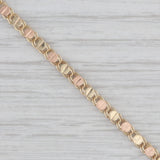 Vintage 2-Tone Dot Link Bracelet 14k Yellow Rose Gold 7" 3mm